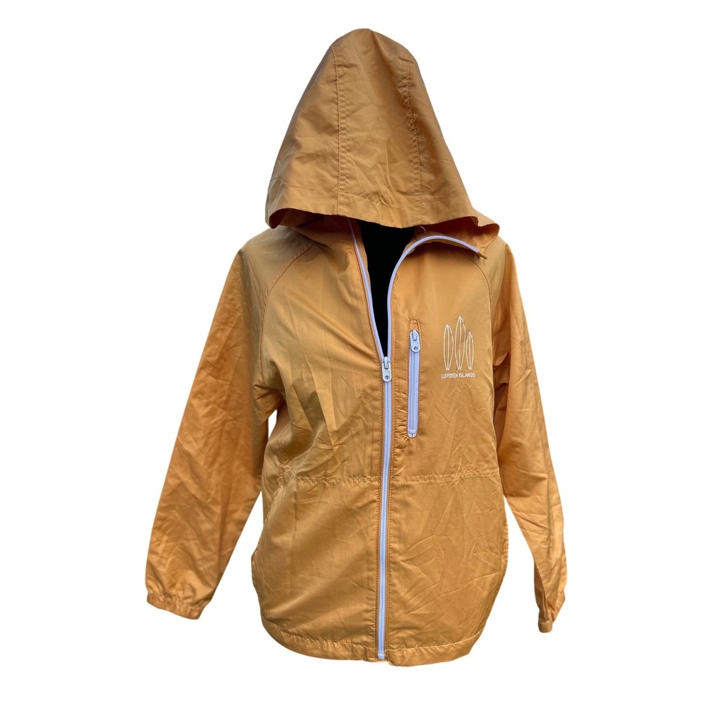 Zara Kids Packable Windbreaker Jacket Mustard Yellow Lofoten Islands Size 11-12